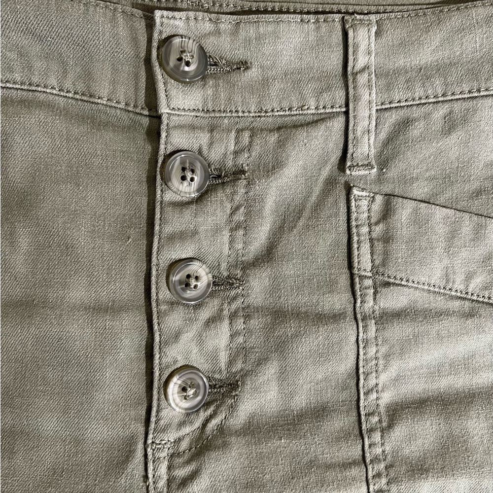 Evereve Joelle Stretch Linen Olive Wide-Leg Crop Pants - Picture 13 of 15